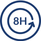 8-hour interval icon with arrow