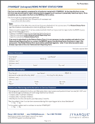 JYNARQUE REMS Program Patient Status Form Thumbnail