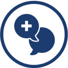 Medical cross with speech bubble icon