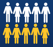 Five white figures and five yellow figures representing groups of people